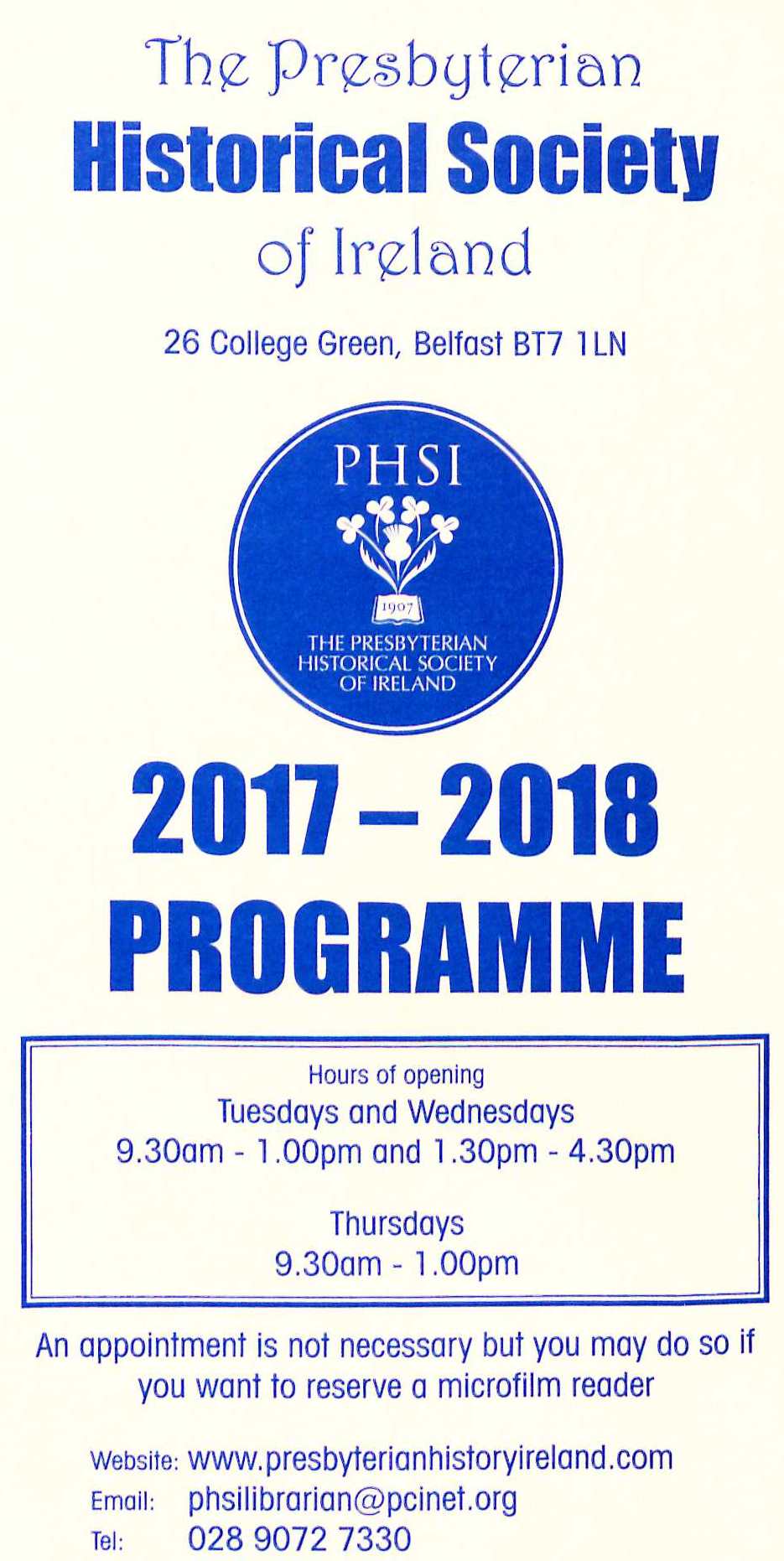 Cover image - PHSI Programme 2017-18